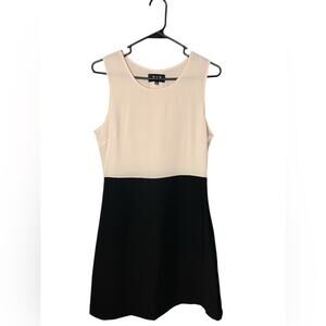 213 by Michelle Kim Colorblock Sleeveless Dress Small Black Beige